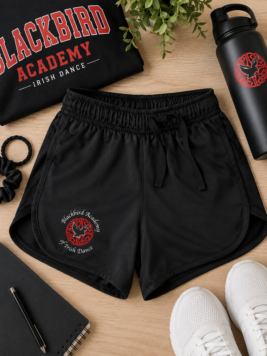 Custom Irish dance school apparel- Blackbird Academy Shorts