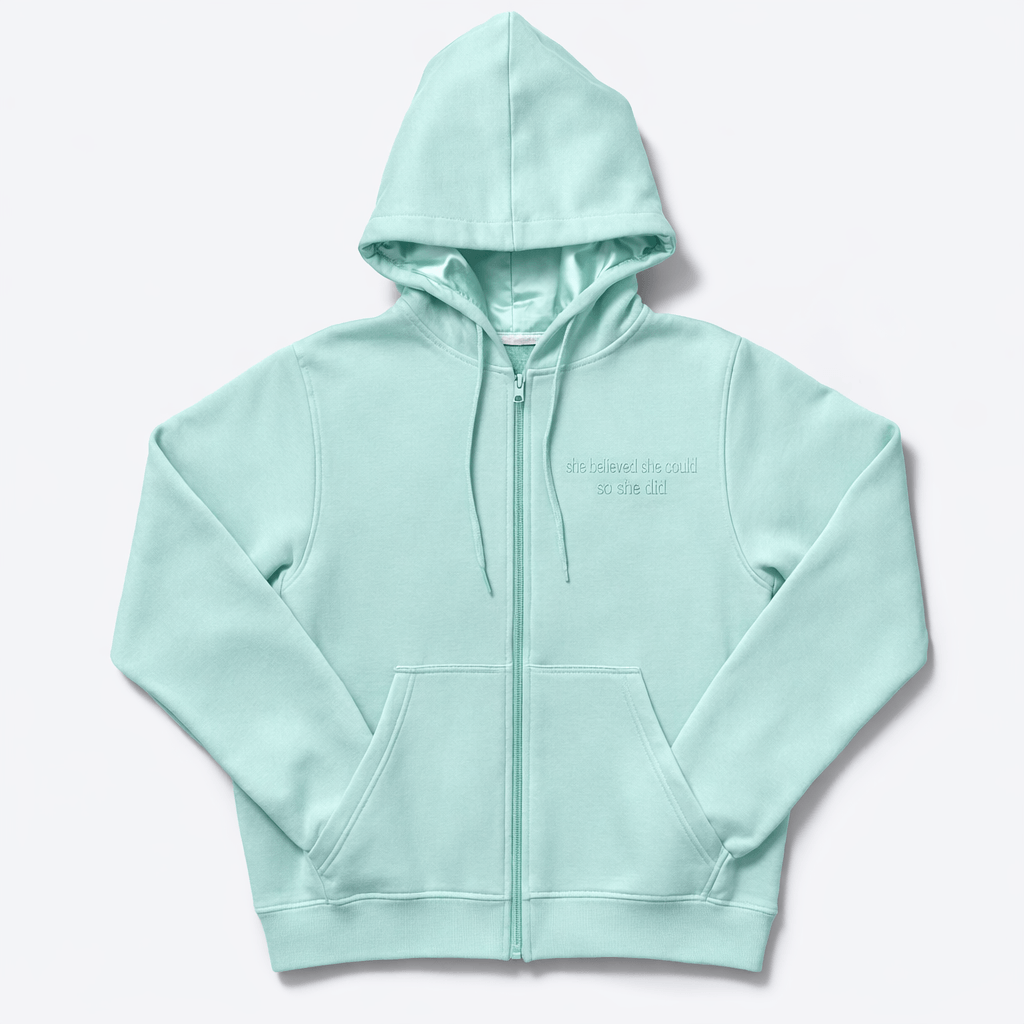 Light blue hoodie on a light gray background