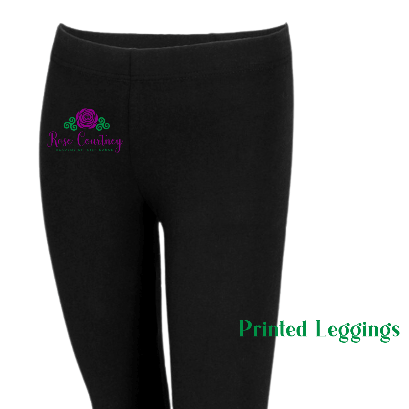 Irish Dance Leggings, Irish Dance School Apparel, Rose Courtney Academy of Irish Dance Leggings