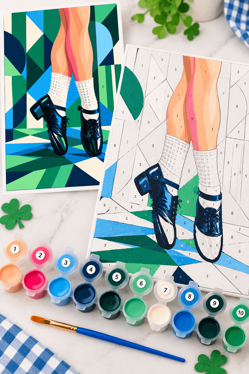 Irish dance paint by numbers craft kit contents