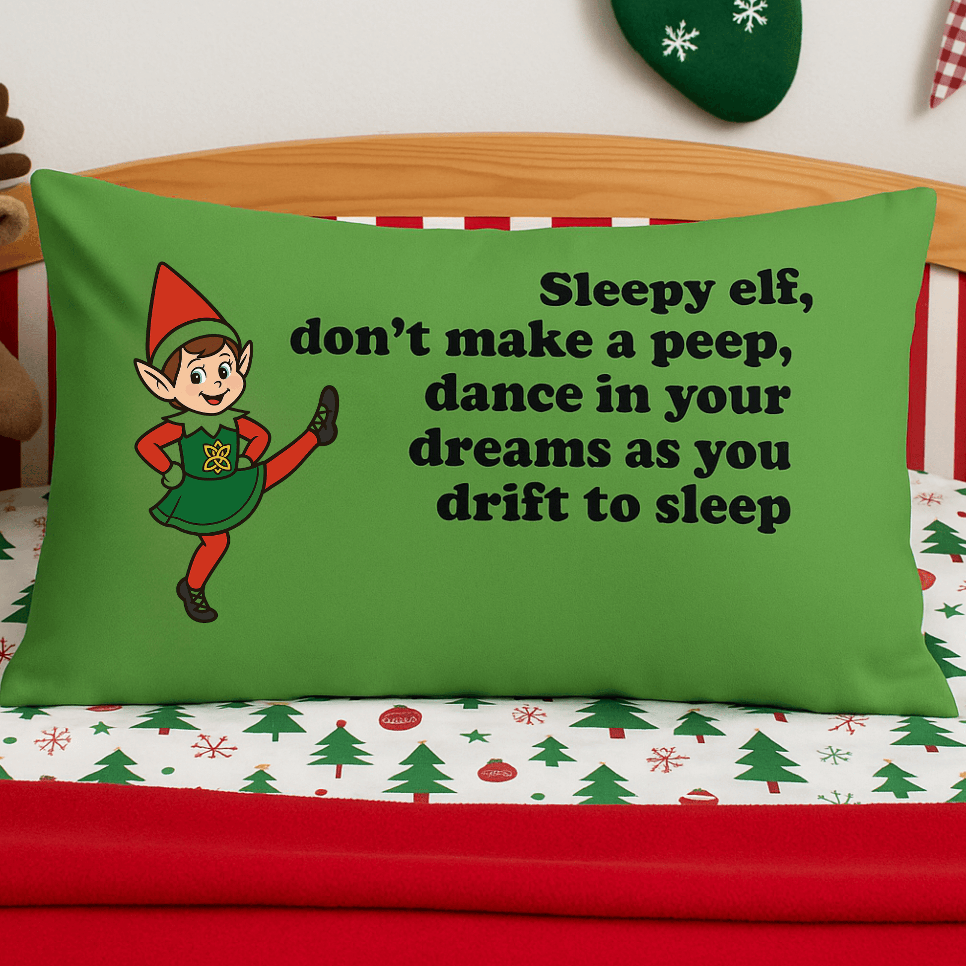 Irish Dance Pillowcase, Irish Dance Gifts, Irish Dance Christmas Gift, Personalized Irish Dance Pillowcase, Christmas Elf Irish Dancer, Irish Dance Bedroom Decor