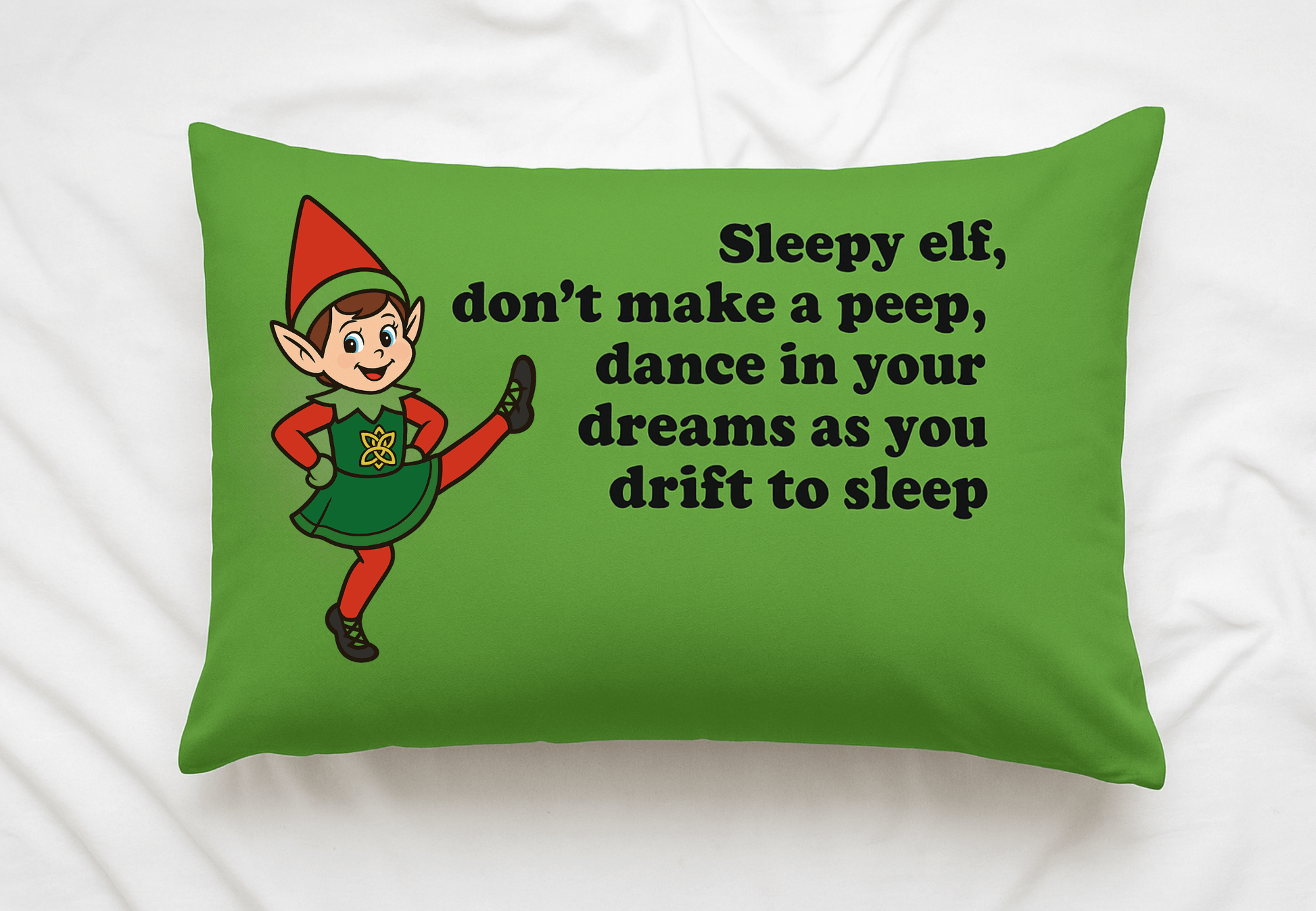 Irish Dance Pillowcase, Irish Dance Gifts, Irish Dance Christmas Gift, Personalized Irish Dance Pillowcase, Christmas Elf Irish Dancer, Irish Dance Bedroom Decor