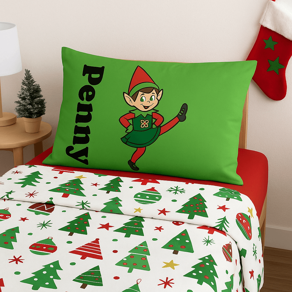 Irish Dance Pillowcase, Irish Dance Gifts, Irish Dance Christmas Gift, Personalized Irish Dance Pillowcase, Christmas Elf Irish Dancer, Irish Dance Bedroom Decor