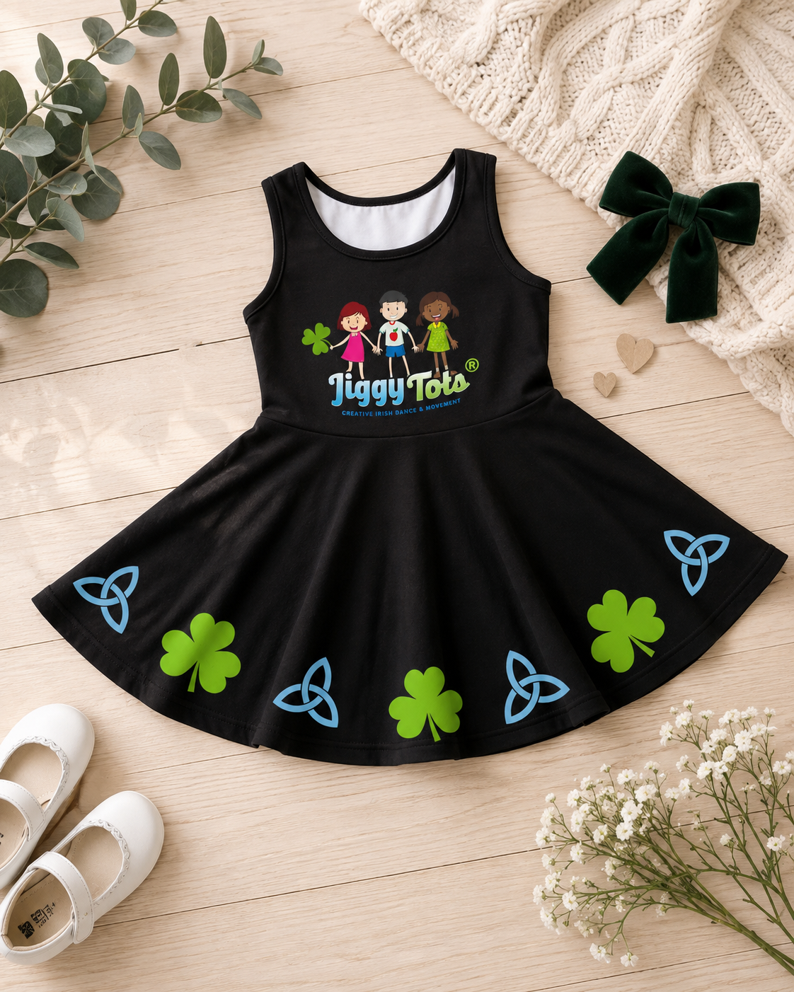 Irish Dance Play Clothes - Jiggy Tots Dress Black