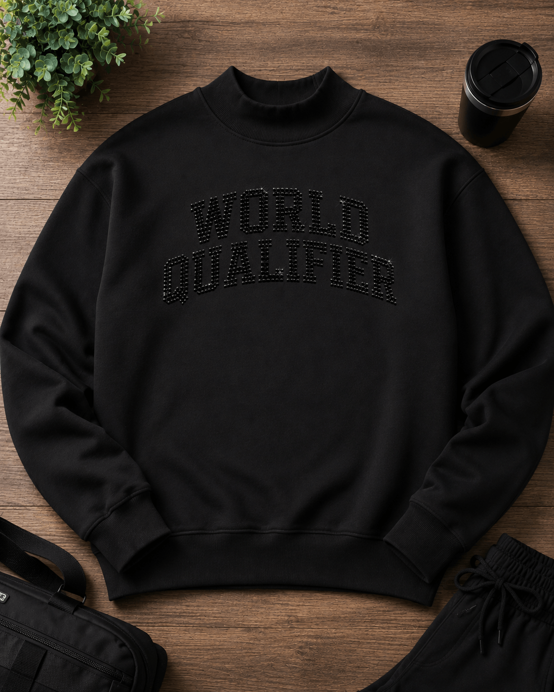 World Qualifier Rhinestone Mock neck Sweatshirt **pre-order, ships Oct 1**