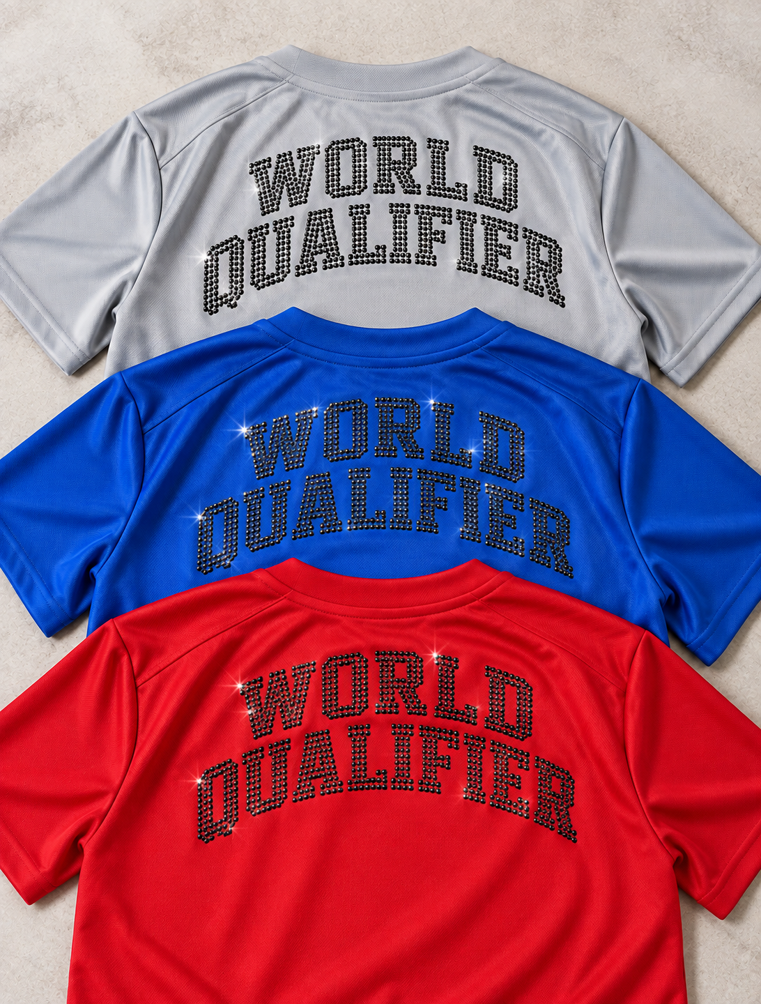 Red World Qualifier rhinestone baseball jersey – Irish dancing gift for World Qualifiers
