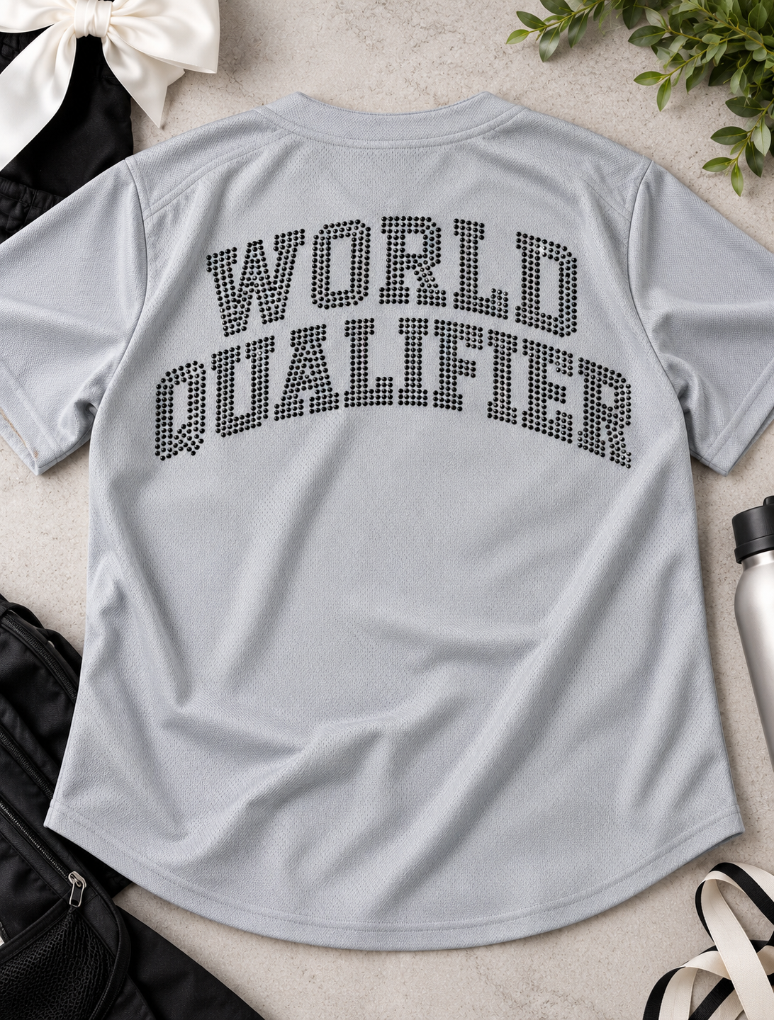 Grey World Qualifier rhinestone baseball jersey – Irish dance Worlds gift