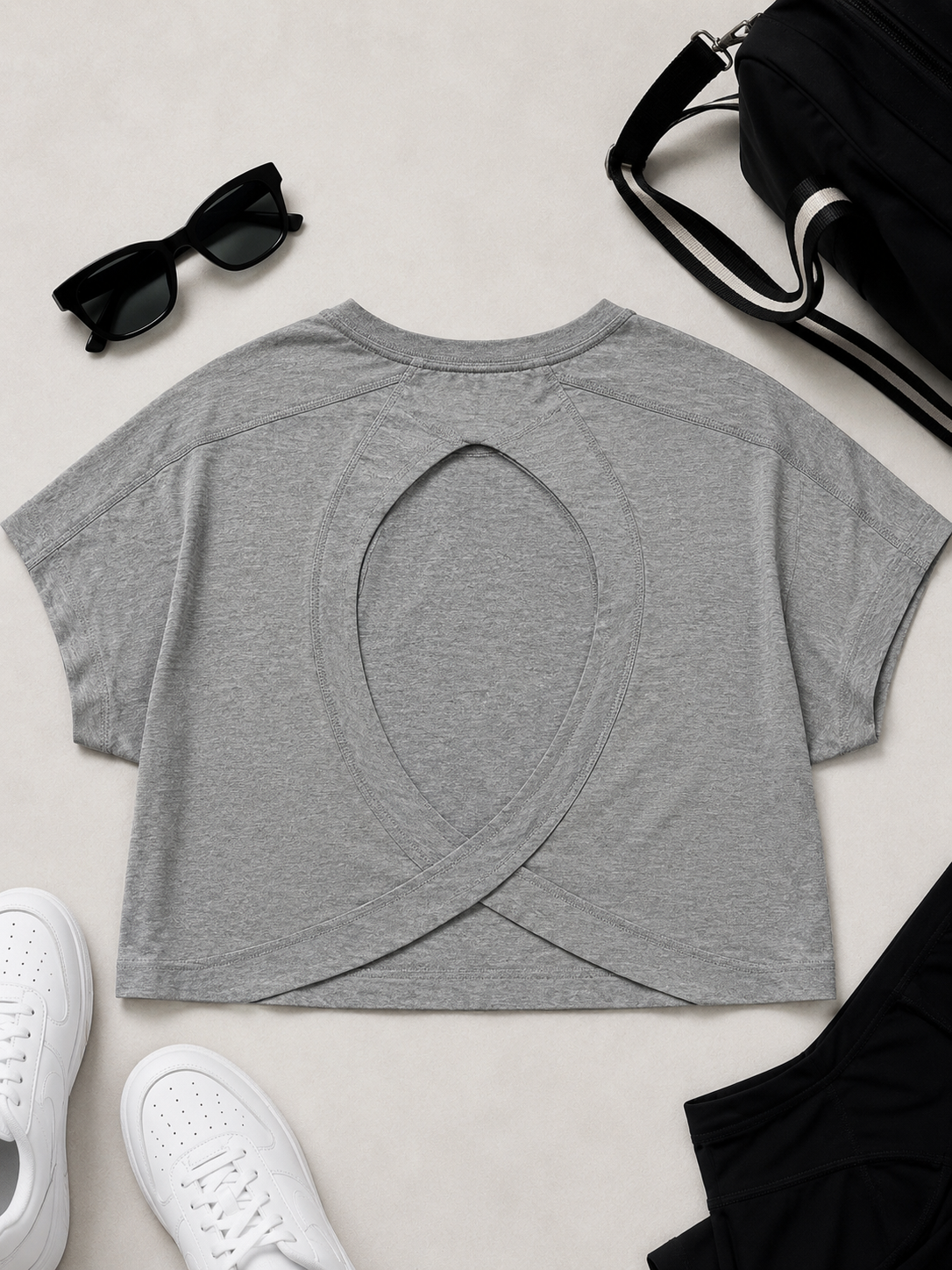 World Qualifier Rhinestone Oversized Open-Back Crop Tee