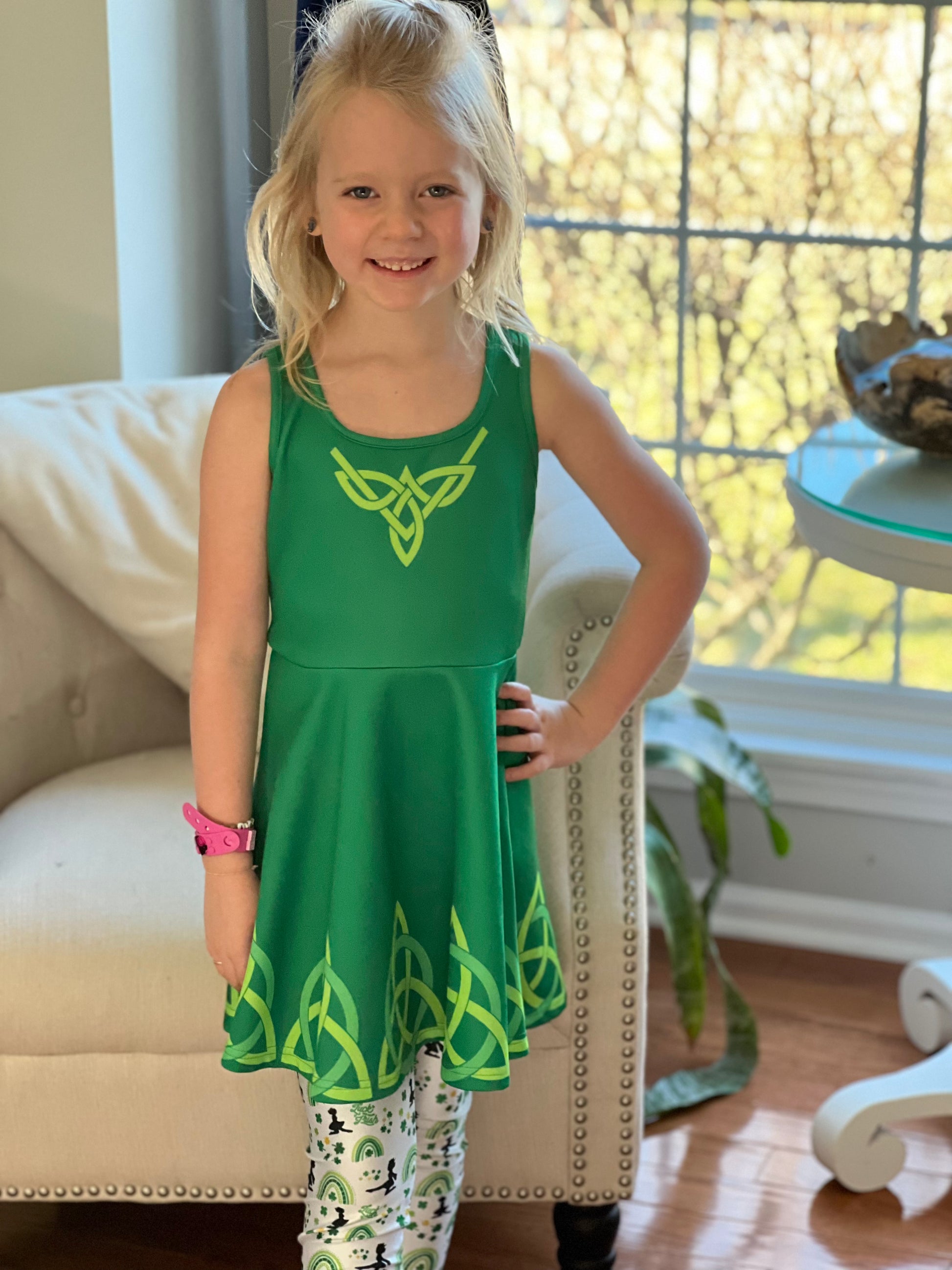 Girls Irish Dress Celtic Knot Design FeistyFitzy Girls Irish Dress Celtic Knot Design FeistyFitzy
