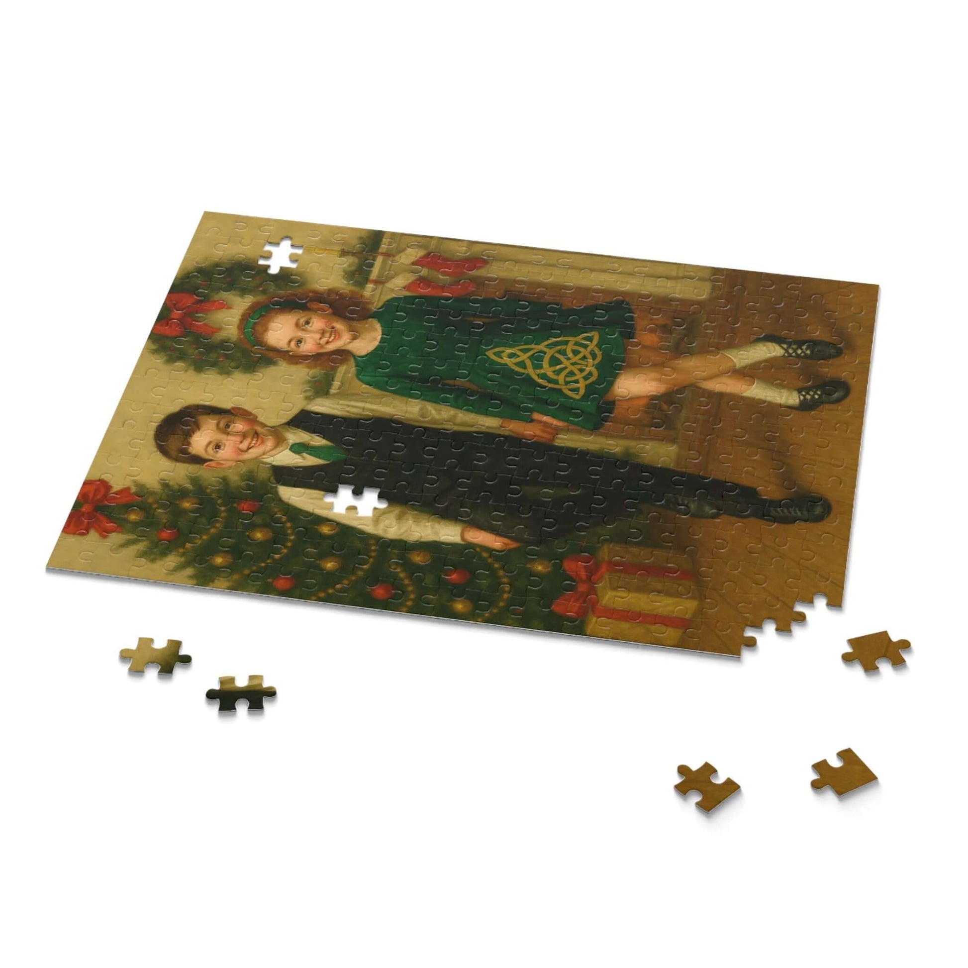 Irish dance puzzle, holiday puzzle gift, Christmas Irish dance décor, cozy family puzzle, cultural Christmas puzzle, Irish dancer holiday gift, Irish dance school fundraiser, puzzle for feis family, soft shoe dancer puzzle, Celtic Christmas gift, Christmas gift for Irish dancers, festive dance puzzle, Irish dance school spirit wear, holiday activity for kids and parents