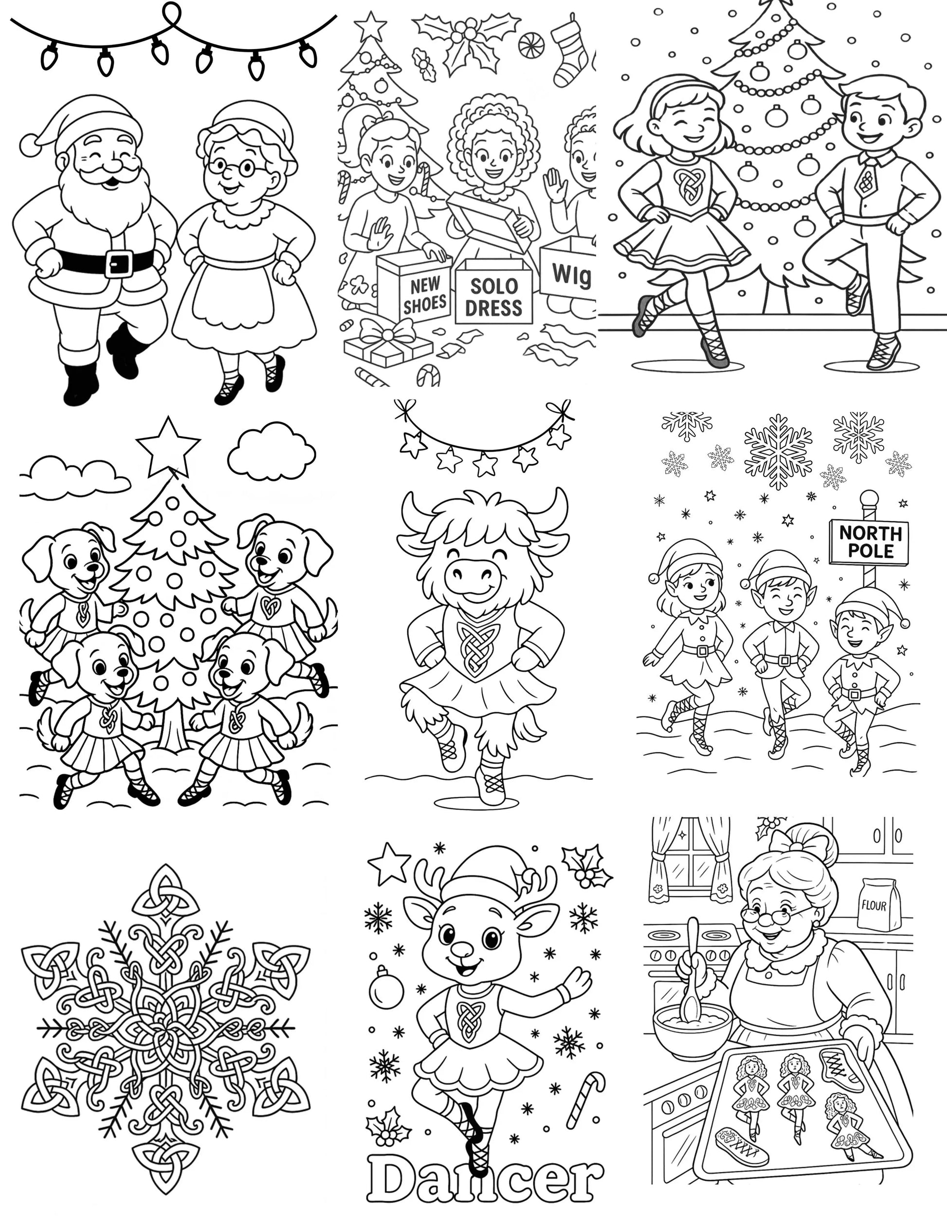 Irish dance Christmas coloring book, Irish dancer holiday coloring pages, Irish dance school gifts, Celtic Christmas coloring, Irish dance activity book, Irish dance stocking stuffer, Irish dance team Christmas gift, Irish dance kids coloring, Christmas Irish dance art book, Irish dance spirit wear gift, personalized Irish dance coloring book, Irish dance teacher gift, Irish dance themed holiday gift