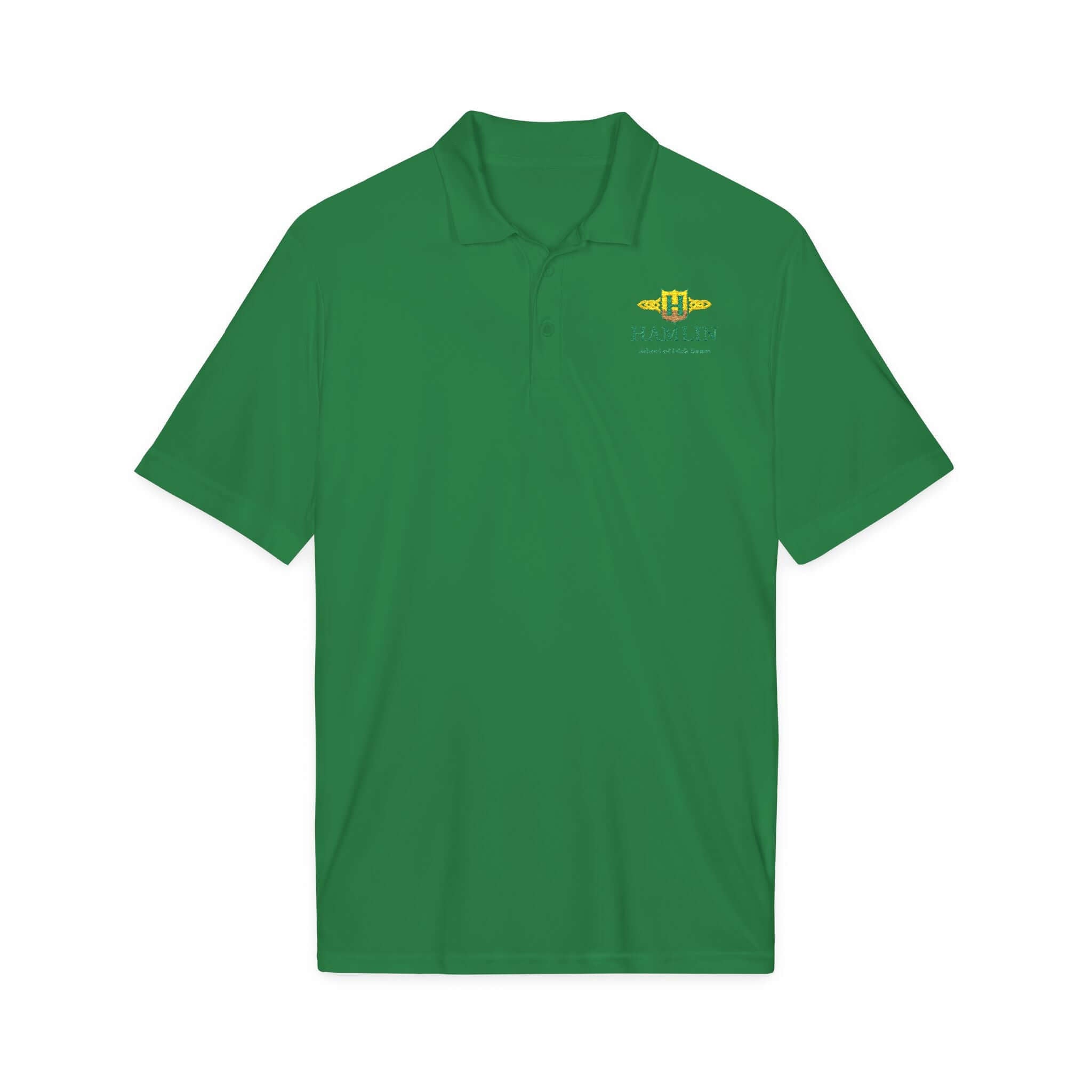 Hamlin School of Irish Dance polo, Irish dance apparel, embroidered Irish dance polo shirt, dance school uniform polo, performance polo, moisture-wicking polo, Irish dance team apparel, dance parent polo, feis apparel, Irish dance competition clothing, Hamlin spirit wear.
