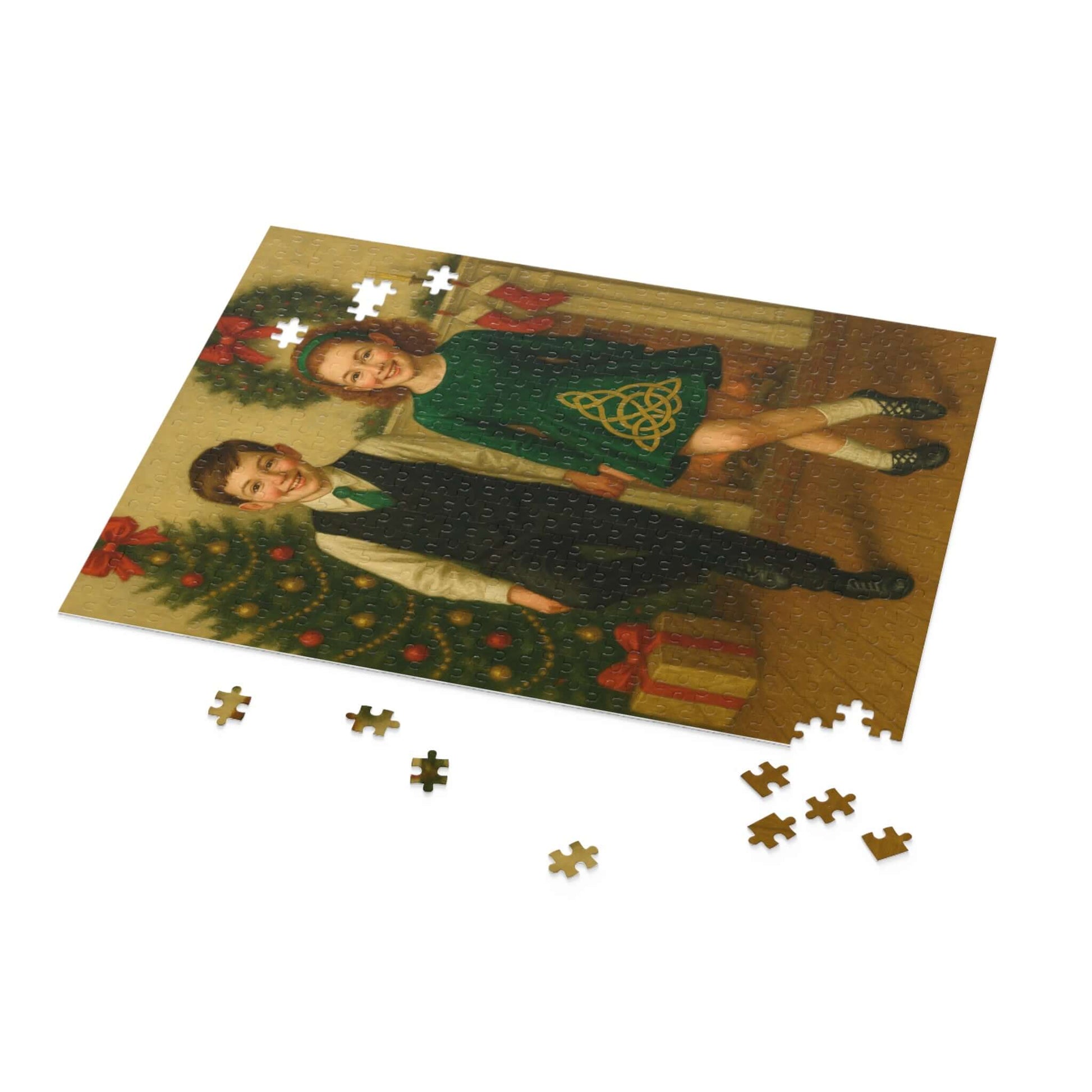 Irish dance puzzle, holiday puzzle gift, Christmas Irish dance décor, cozy family puzzle, cultural Christmas puzzle, Irish dancer holiday gift, Irish dance school fundraiser, puzzle for feis family, soft shoe dancer puzzle, Celtic Christmas gift, Christmas gift for Irish dancers, festive dance puzzle, Irish dance school spirit wear, holiday activity for kids and parents