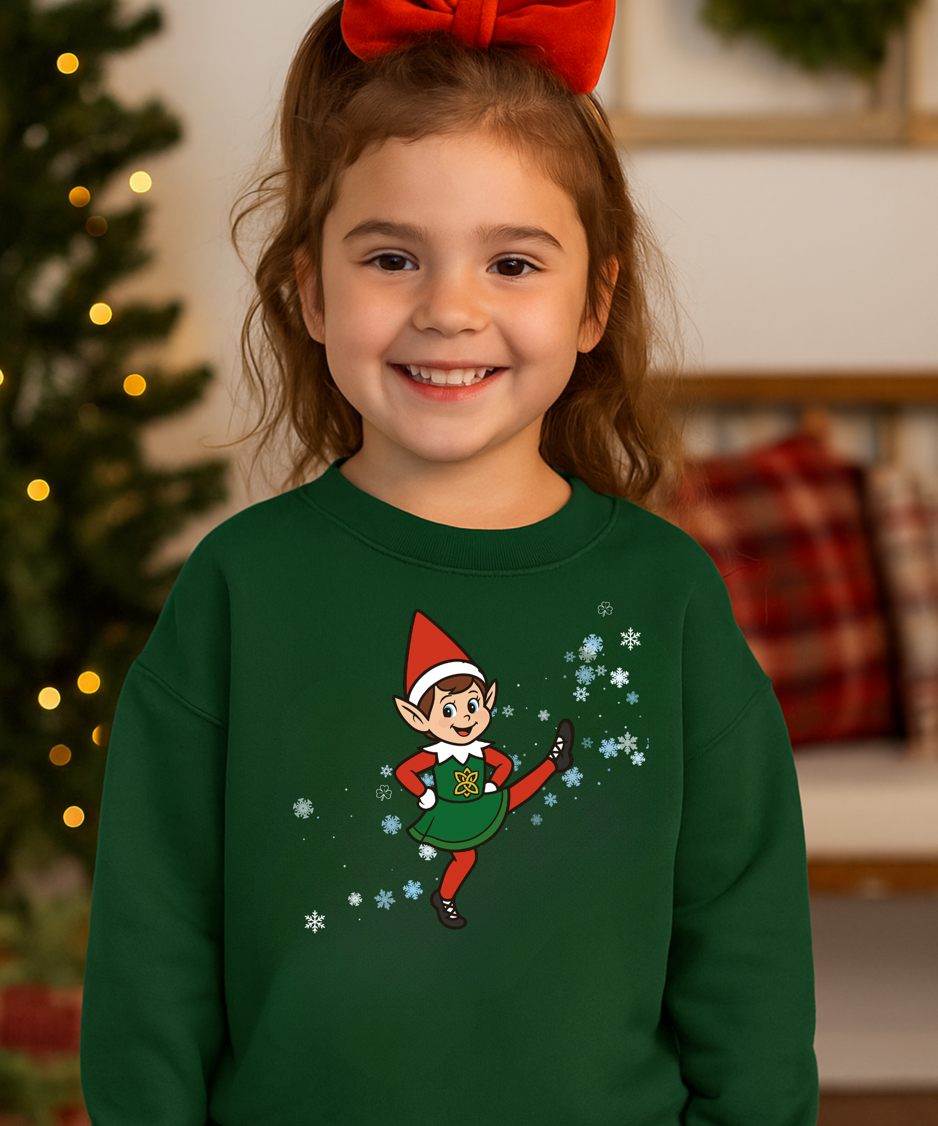 Irish dancing elf sweatshirt, Irish dance kids Christmas shirt, custom Irish dance school apparel, festive Irish dance crewneck, Christmas Irish dancer gift, Irish dance team gear, personalized Irish dance apparel, holiday Irish dance spirit wear, kids Christmas sweatshirt, Irish dance logo clothing