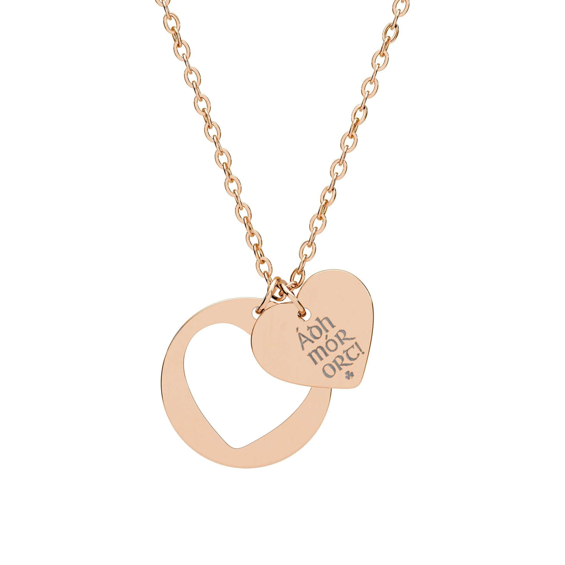 Irish good luck jewelry, Gaelic engraved necklace, Ádh mór ort necklace, Celtic heart jewelry, Irish dance gift, Irish teen girl gift, graduation good luck necklace, rose gold delicate necklace, meaningful dainty jewelry, and sentimental jewelry for her