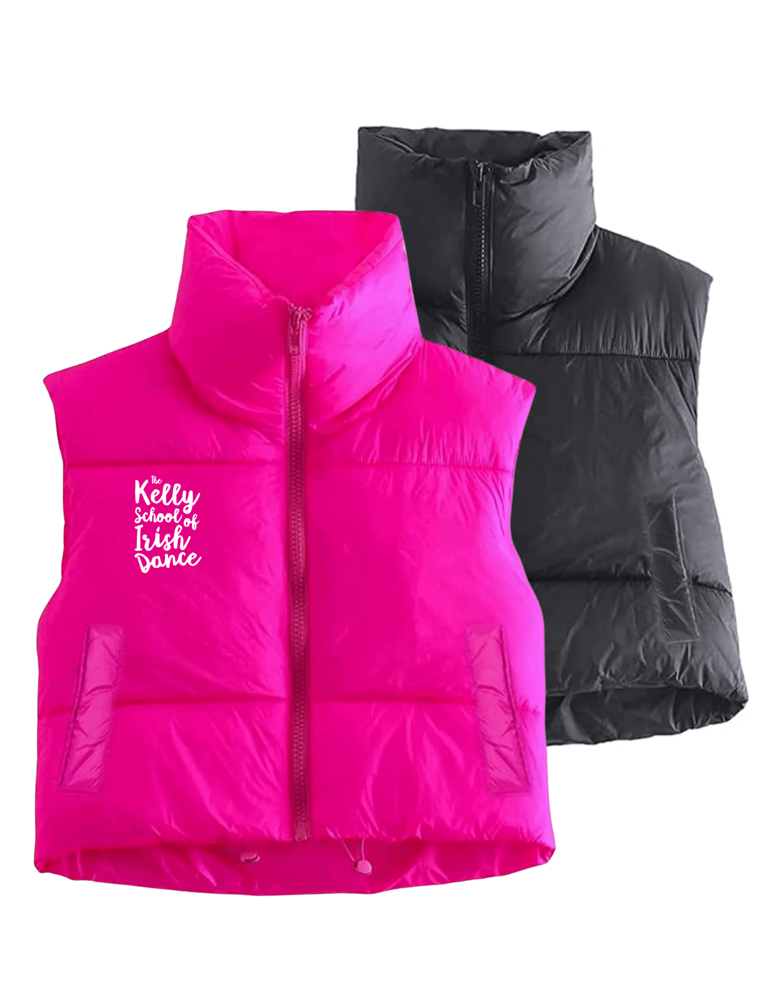 KSID Women's Cropped Puffy VestCropped Vest,Gift for Irish Dancer,Irish Dance School Vest,Irish Dancer Gift,Kelly School of Irish Dance,KSID,KSID Vest,Parade Gear,Puffer Vest,Puffy Vest,School GearStay warm and stylish with our KSID Women's Cropped Puffy