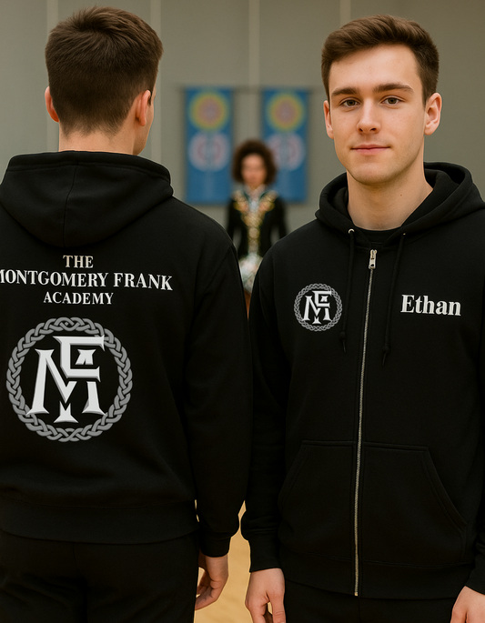 Montgomery Frank Hoodie, affordable Irish Dance School Merch, Irish Dance Logo Gear, Irish Dance School Gear, Irish Dance Apparel