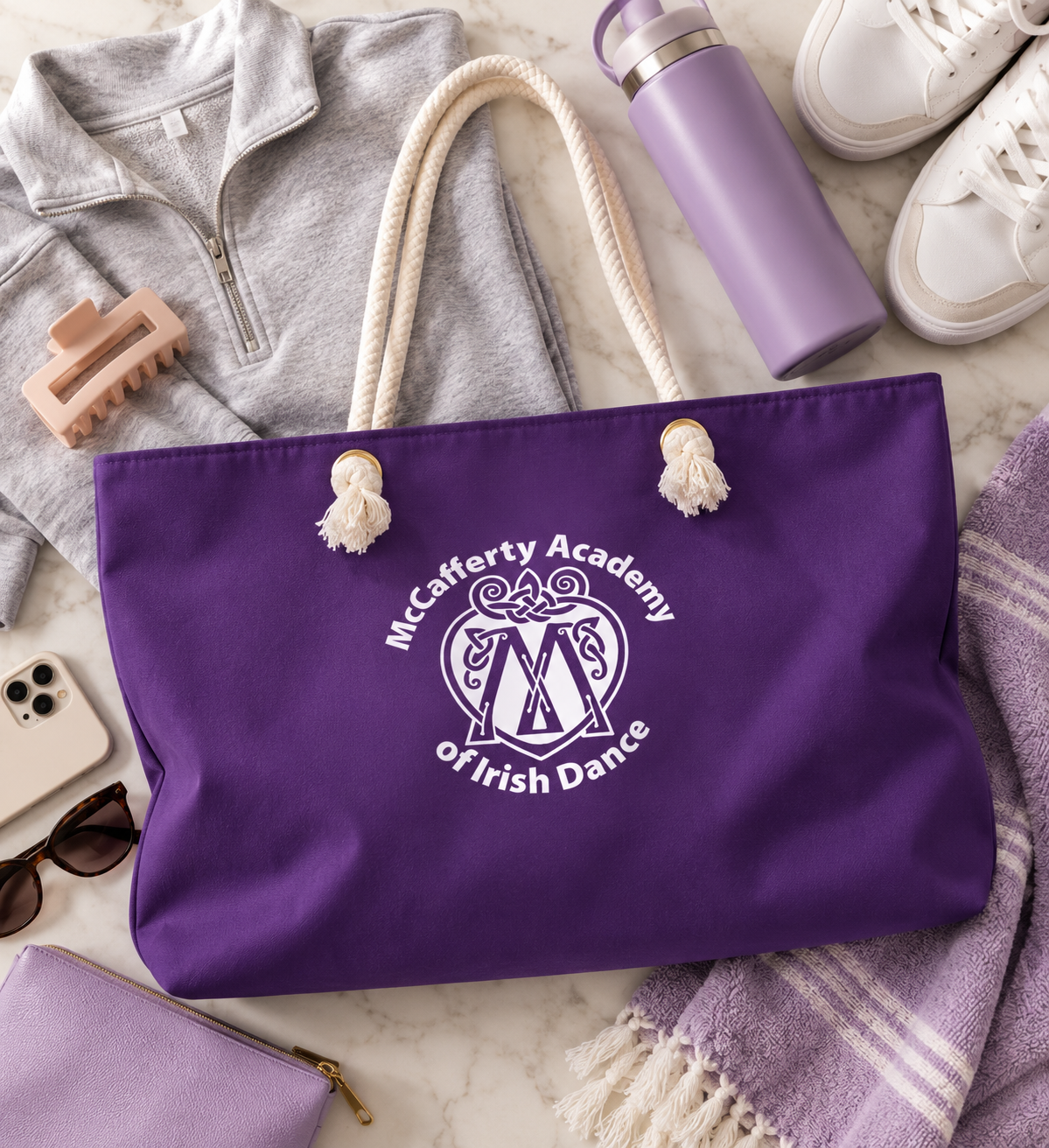McCafferty Personalized Purple Weekender Bag – Custom Name Irish Dance Travel Tote