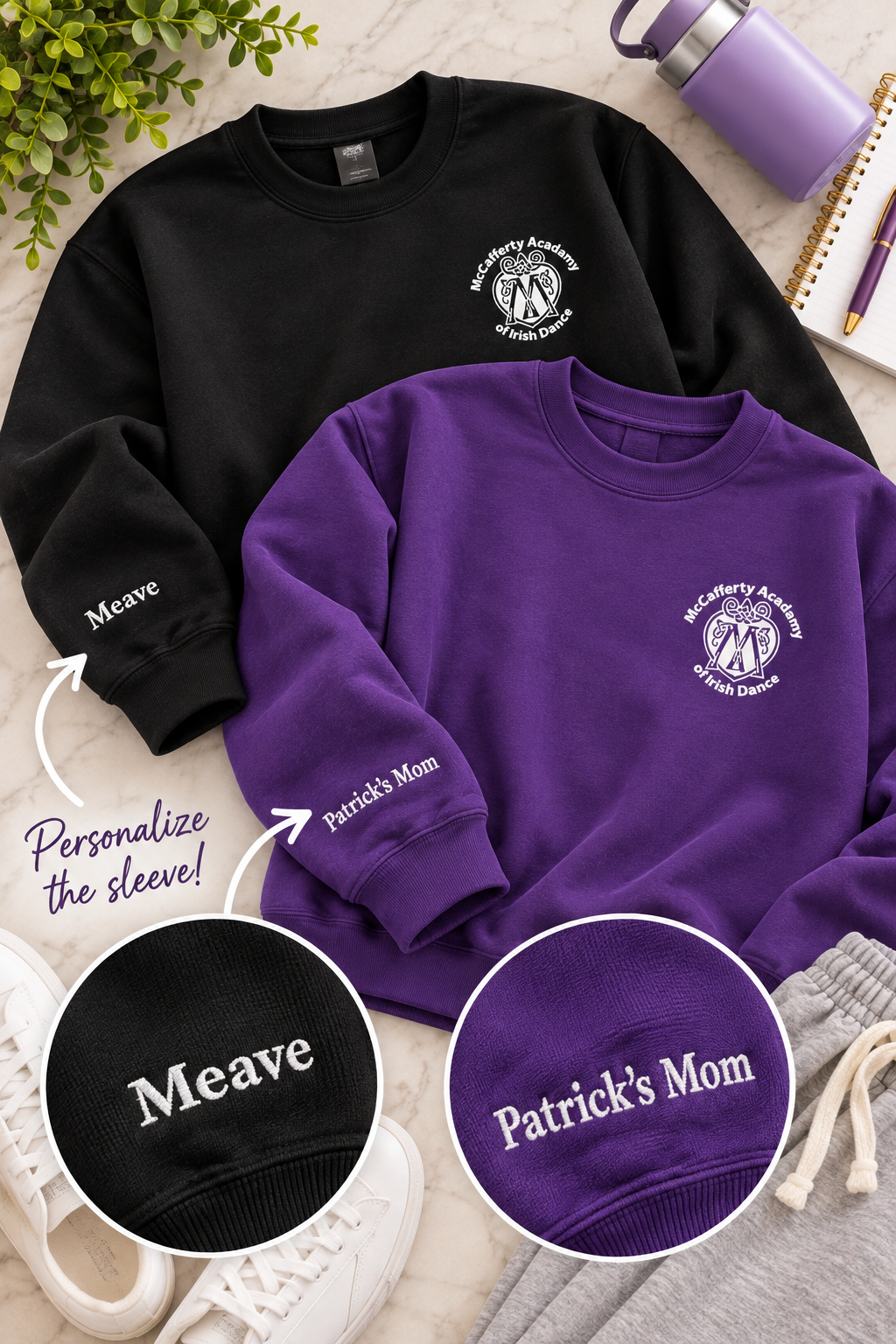 Embroidered McAfferty Sweatshirt, personalized sleeve