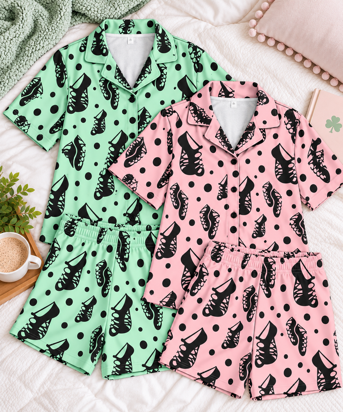 Women's Ghillie Polka Dot PJ Set ☘️ Irish Dance Mom Pajamas