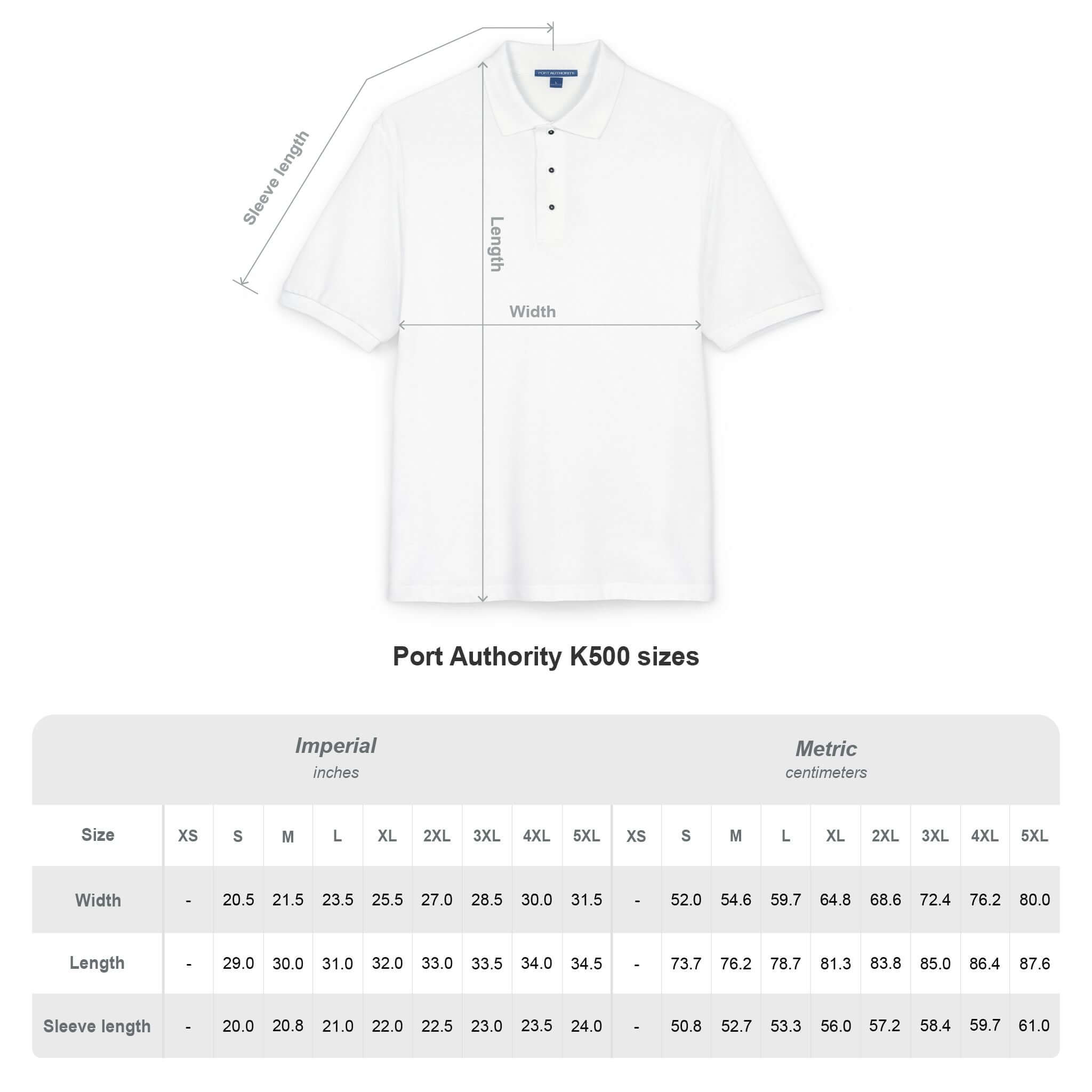 Irish Dance School Apparel: Polo Size Chart