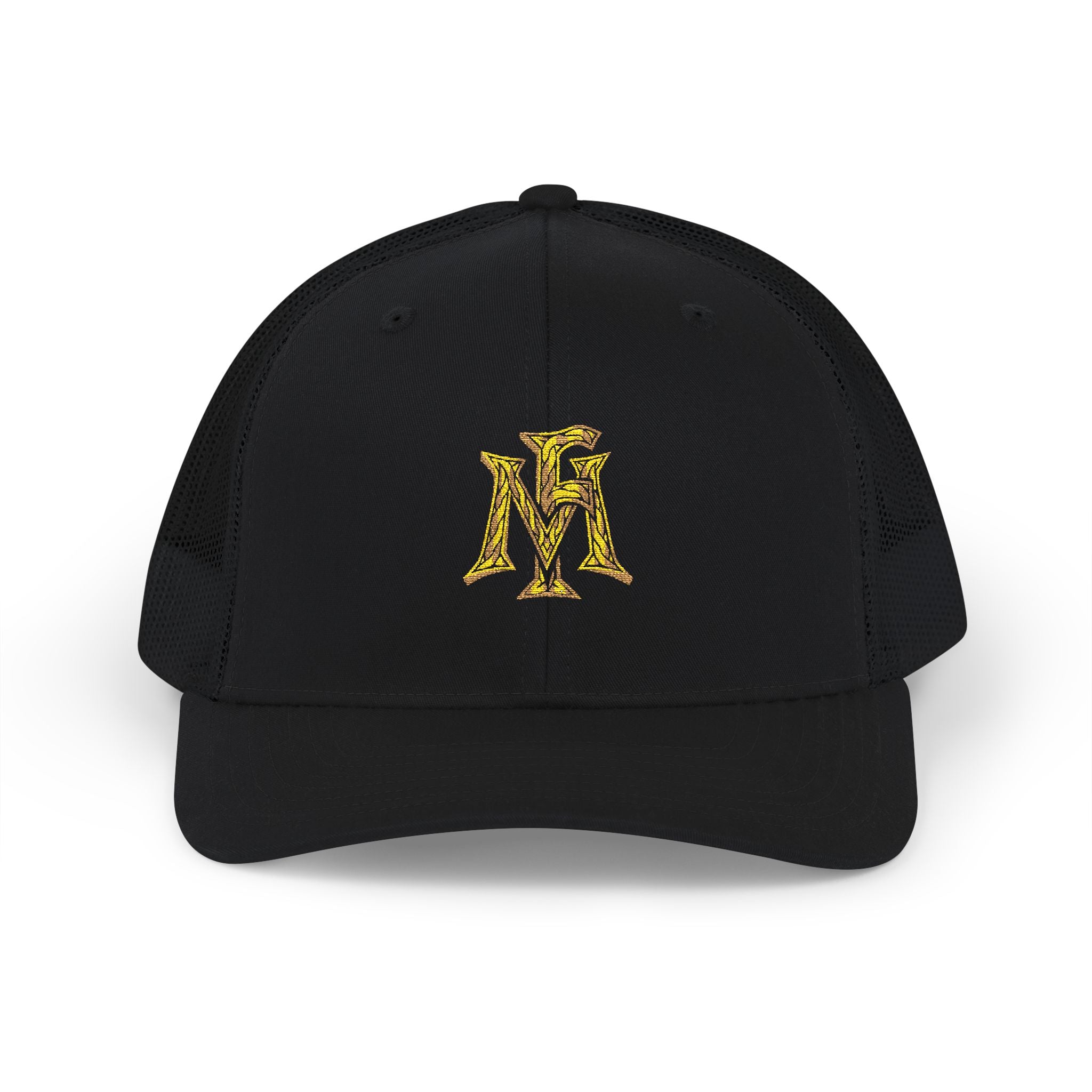 Black cap with 'Montgomery Frank' logo on a white background