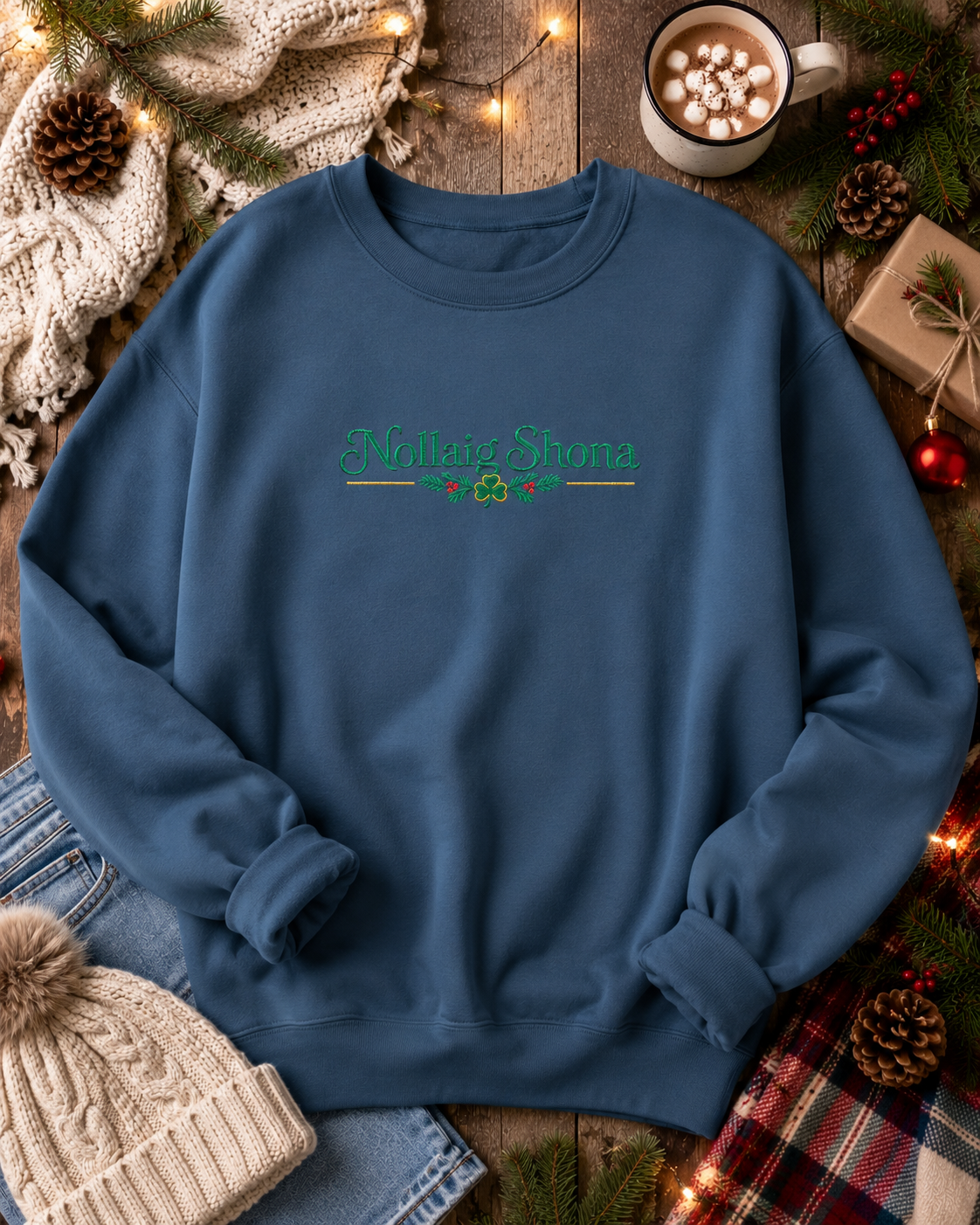 Nollaig Shona Embroidered Sweatshirt | Irish Christmas Sweater | Gaelic Christmas Gift | Irish Holiday Sweatshirt