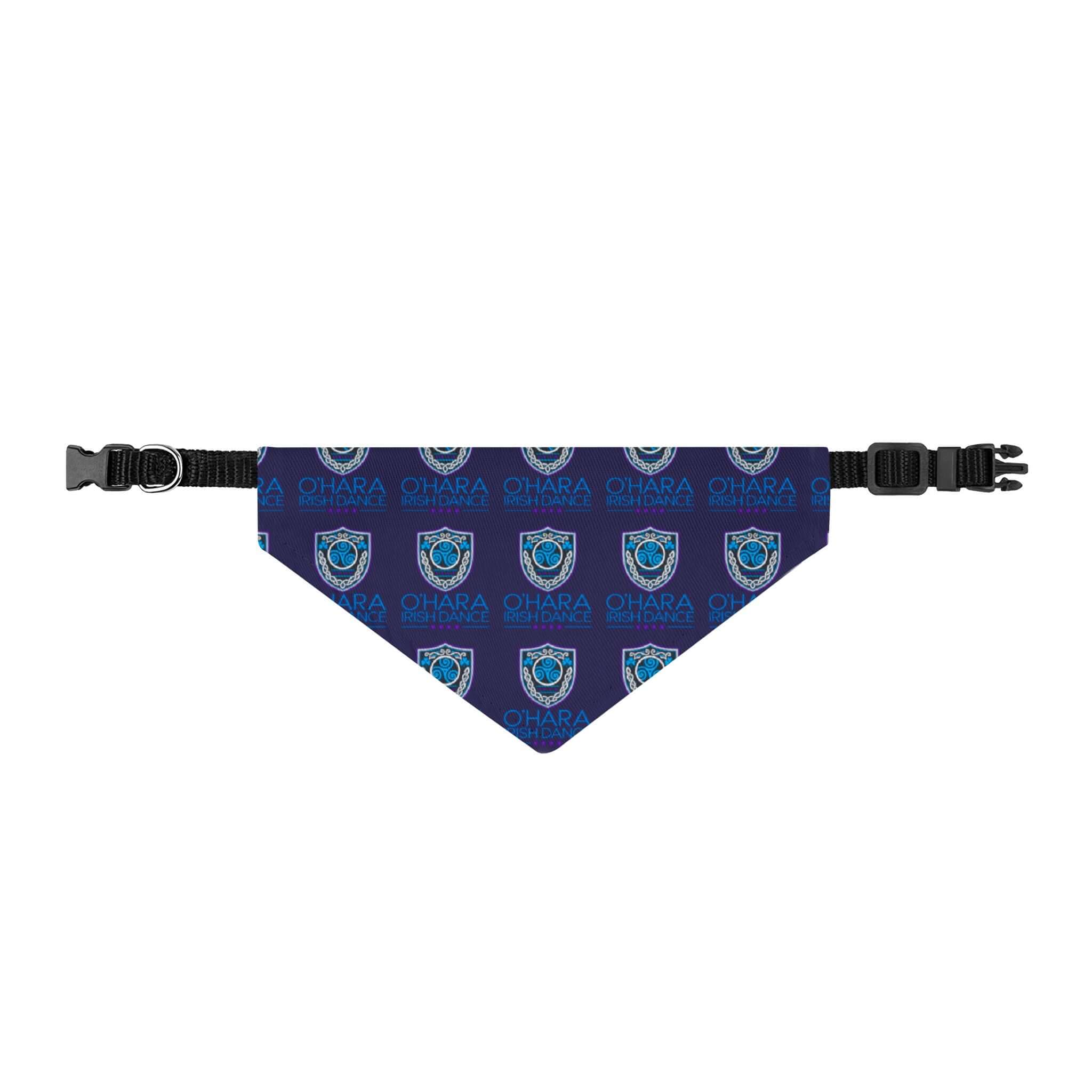 O'Hara Irish Dance navy pet bandana with O'Hara logo pattern
