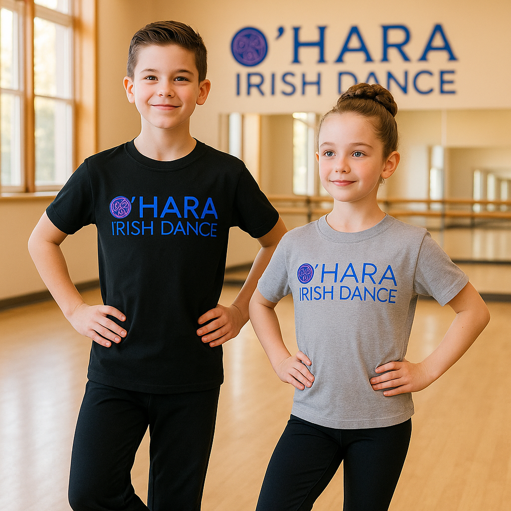 O'Hara T- Shirt, Irish Dance School Gear, Custom School Shirt, Irish Dance Apparel, Irish Dance Uniform, Irish dance logo clothing