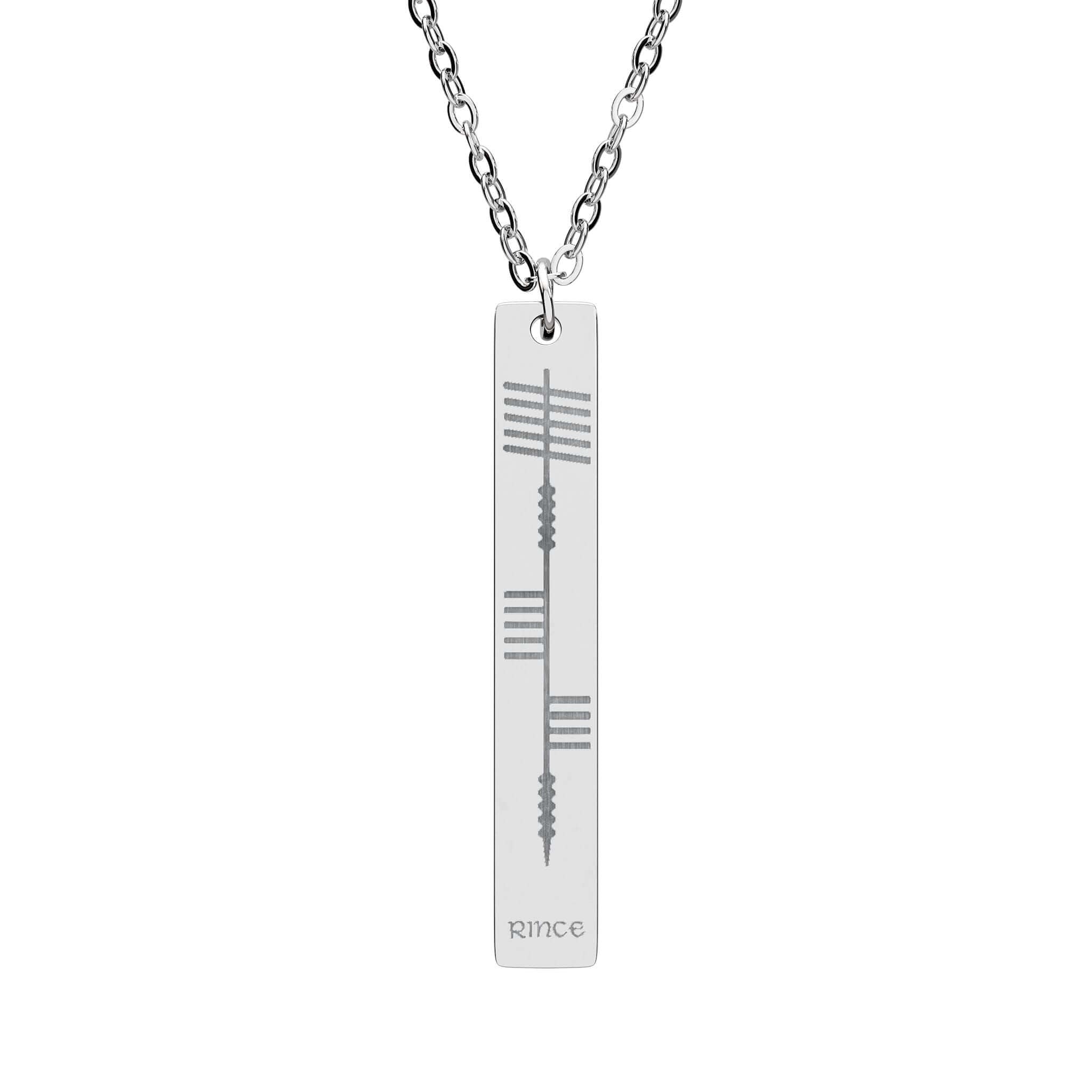 Rince Ogham Heritage Necklace, Irish dance jewelry with an engraved Ogham pendant.