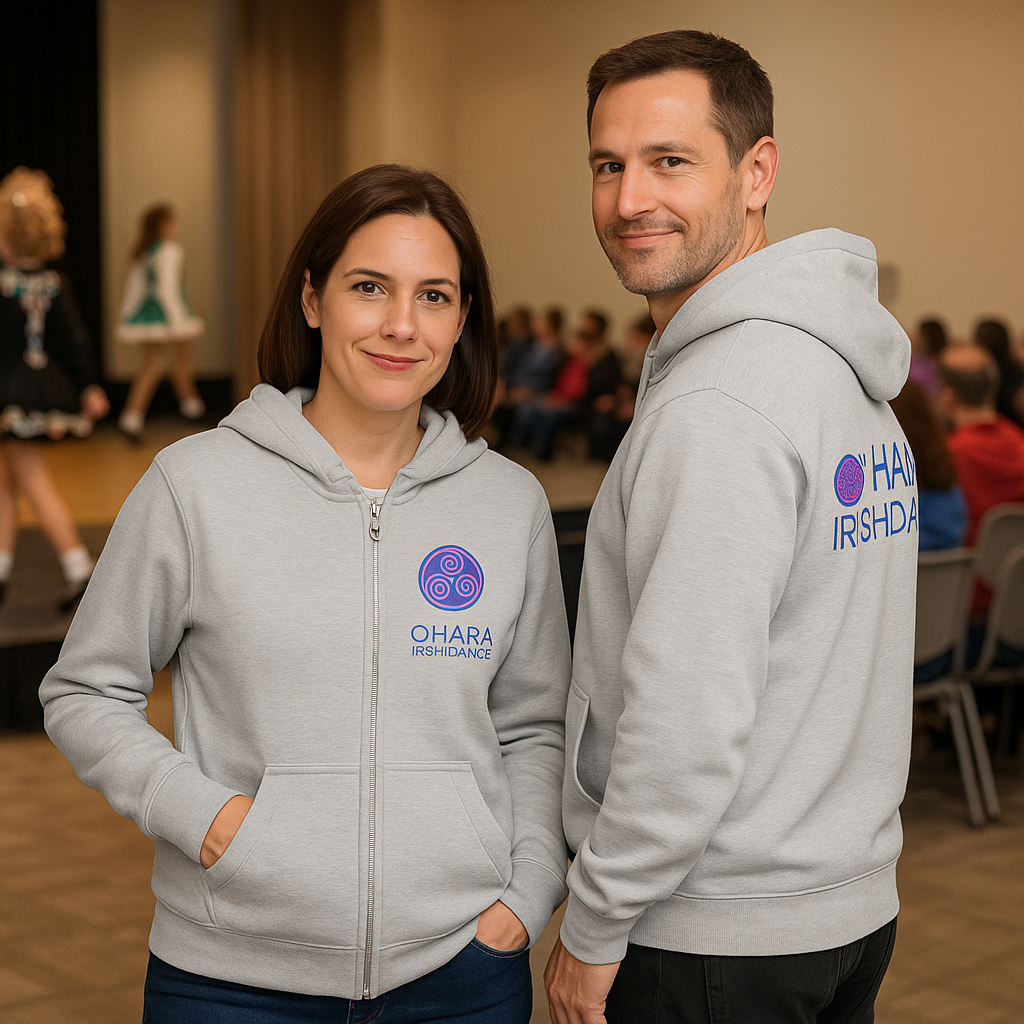 Ohara Hoodie, Ohara Zip Up, Irish Dance Spirit Wear, Irish Dance Hoodies,  where to get Irish dance school sweatshirts with logo, Irish Dance School Merch