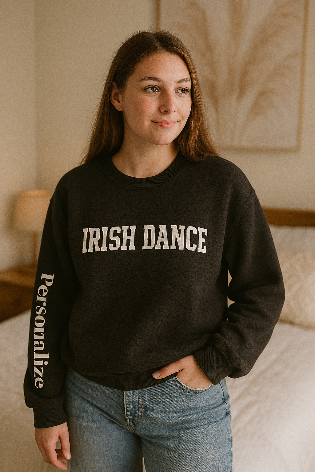 Personalized Irish dance sweatshirt with custom sleeve, Cozy Irish dance sweatshirt, custom team sweatshirt, what to get an Irish Dancer