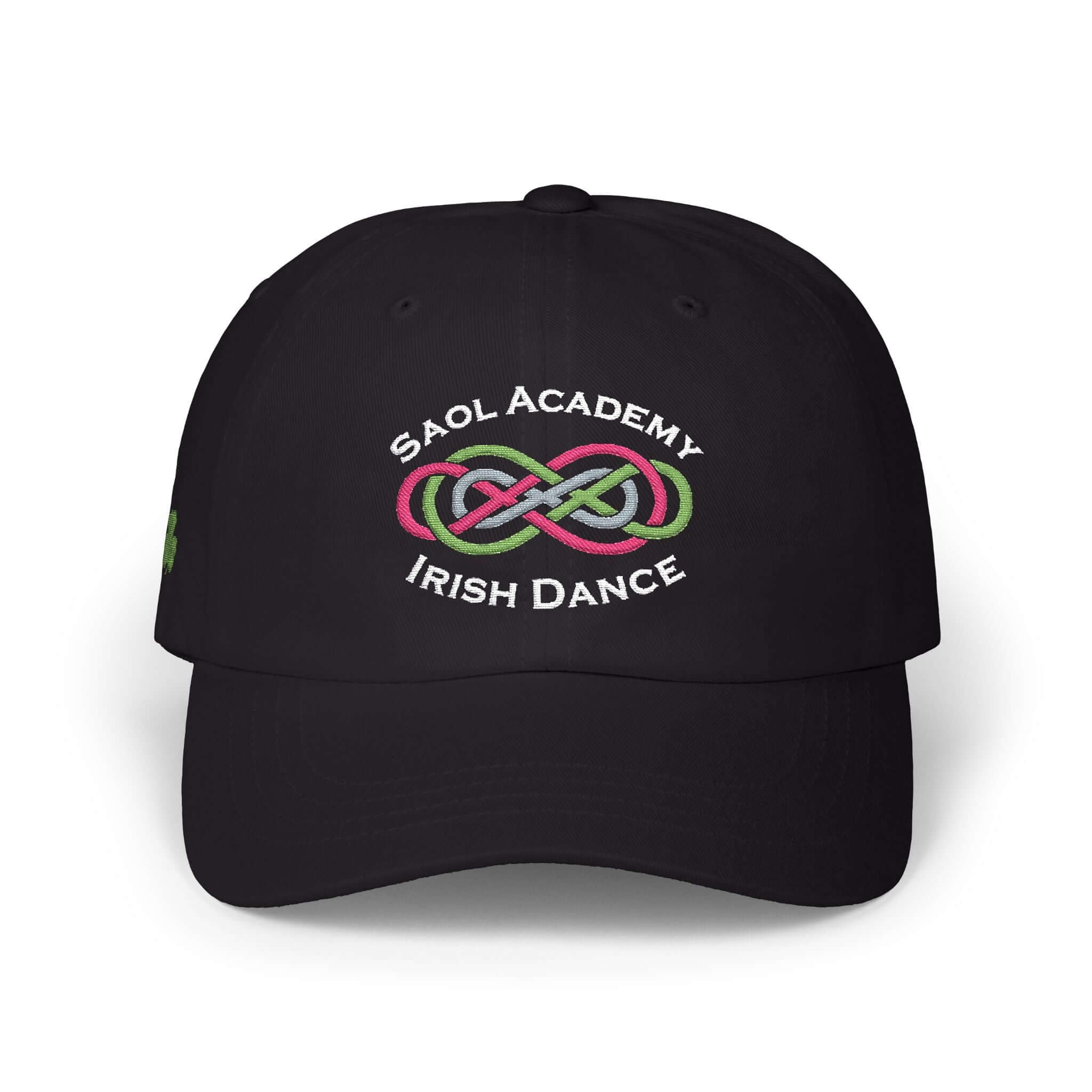 Black cap with a white crown logo on a white background