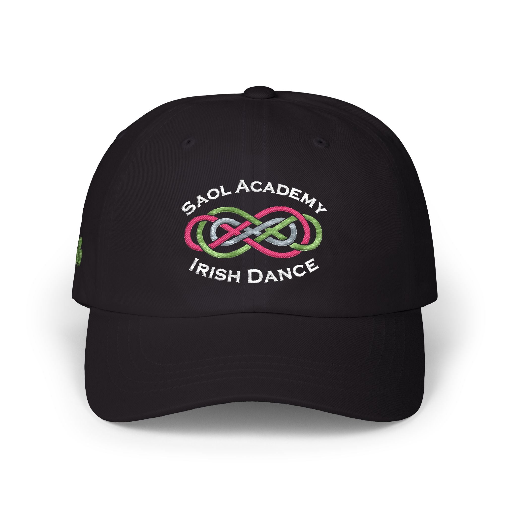Black cap with a white crown logo on a white background