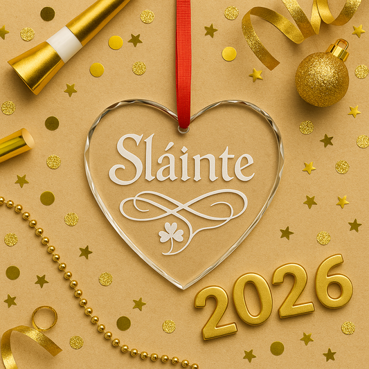 Slainte ornament, Irish ornament, Celtic ornament, crystal heart ornament, engraved crystal ornament, Irish blessing décor, shamrock ornament, Gaelic gift, Irish gift idea, Irish home décor, Celtic heart gift, Irish Christmas ornament, New Year Irish décor, Slainte gift, Ireland décor, Celtic crystal ornament, good luck ornament, Irish heritage gift, Irish wedding gift, Irish housewarming gift