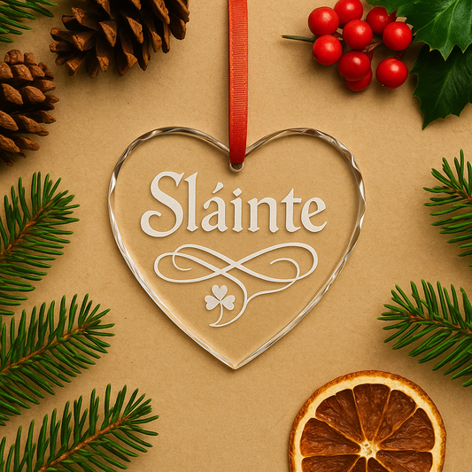 Slainte ornament, Irish ornament, Celtic ornament, crystal heart ornament, engraved crystal ornament, Irish blessing décor, shamrock ornament, Gaelic gift, Irish gift idea, Irish home décor, Celtic heart gift, Irish Christmas ornament, New Year Irish décor, Slainte gift, Ireland décor, Celtic crystal ornament, good luck ornament, Irish heritage gift, Irish wedding gift, Irish housewarming gift