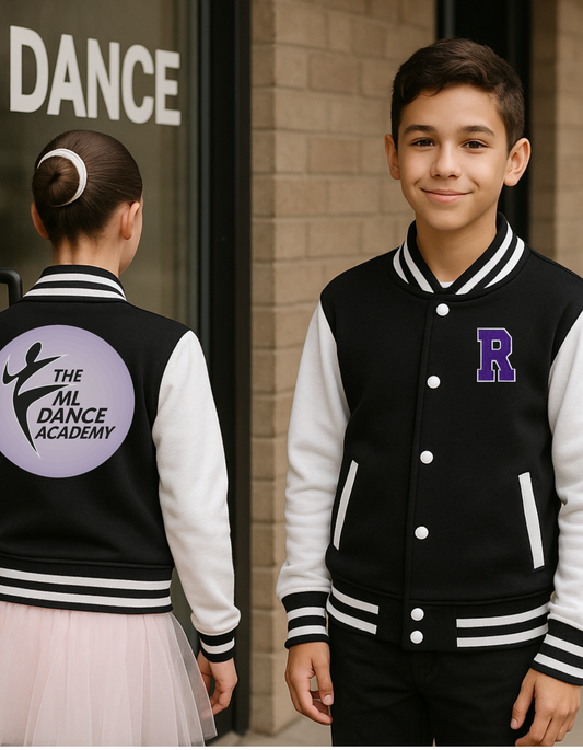 Affordable dance school gear, Varsity Jacket, affordable Irish Dance School Merch, Irish Dance Logo Gear, Irish Dance School Gear, Irish Dance Apparel