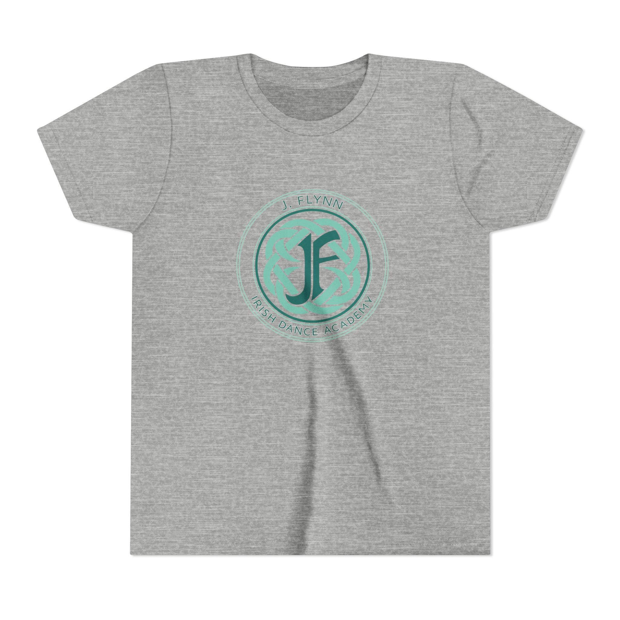 Gray t-shirt with 'JF' text design on a white background