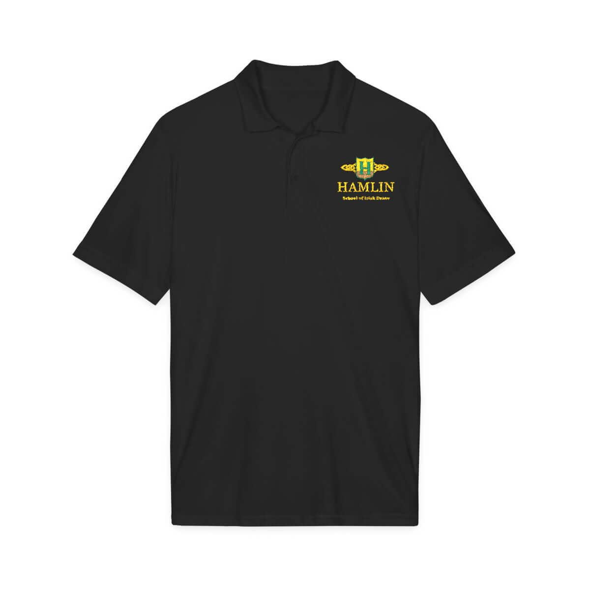 Irish Dance School Apparel: Hamlin Embroidered Polo Shirt, Black