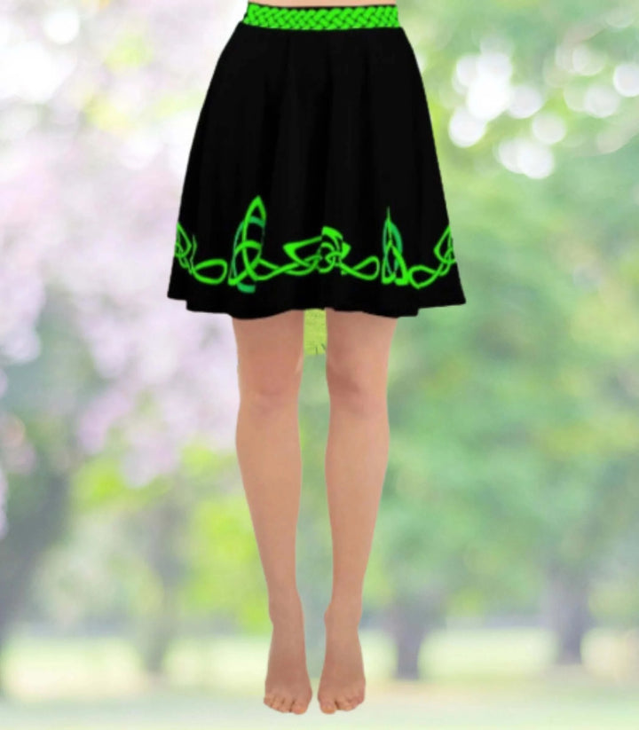 Green and Black Celtic Knot Womens Skirt