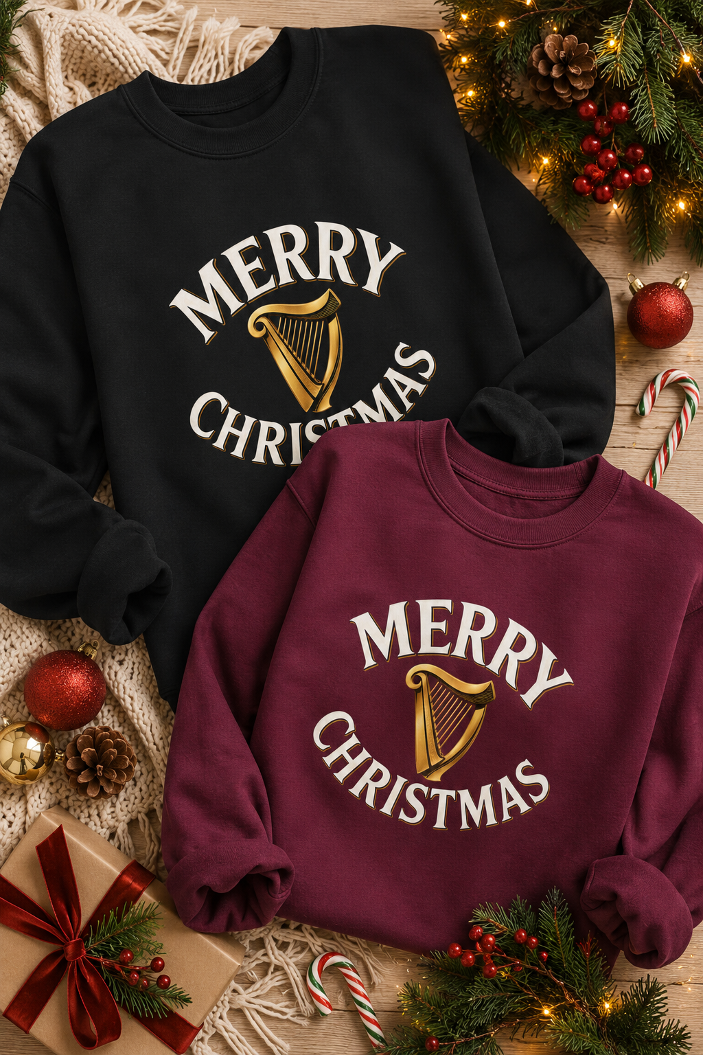 Irish Christmas Sweatshirt – Merry Christmas Harp Crewneck