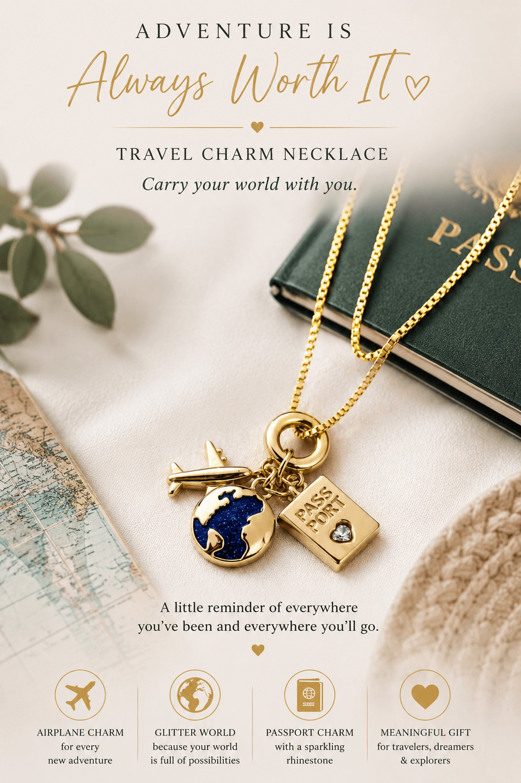 Travel Charm Necklace, Irish Dance Accessory, Irish Dance Necklace, Gift for Irish Dancer
