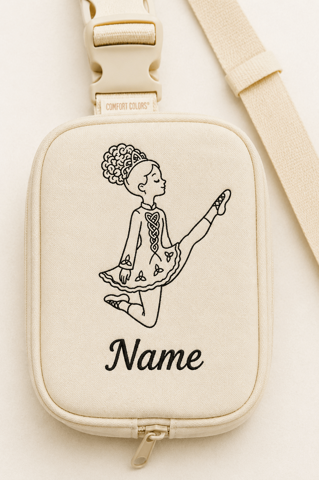 personalized Irish dancer bag, custom Irish dance bag, embroidered Irish dancer sling bag, Irish dance accessories, personalized dance bag, Irish dancer gift, feis travel bag, Irish dance competition bag, custom dancer name bag, Irish dance school gift, dancer sling bag, Irish dance team gear, personalized Irish dance apparel accessories.