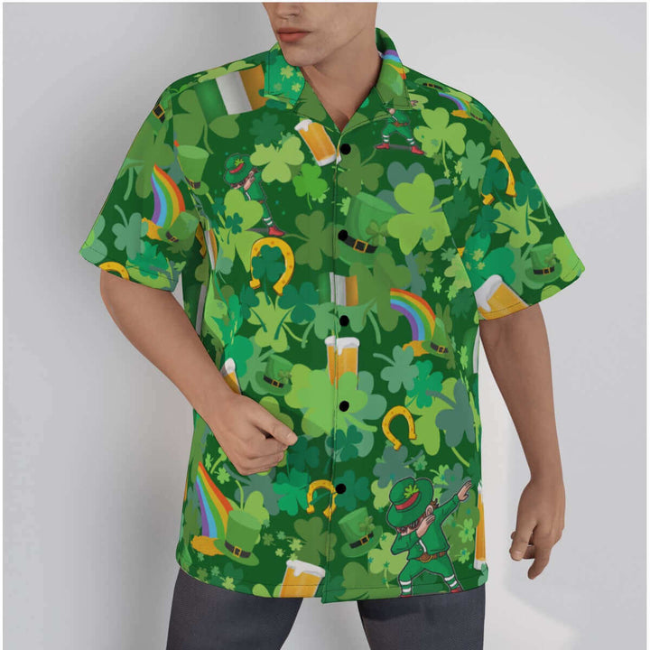 Irish Festival Men's Hawaiian Shirt With Button ClosureMen's Hawaiian Shirt With Pocket, Irish Button Down Shirt, Short Sleeve Dress Shirt, St Patrick's Day Dress Shirt, St Patricks Day Button Down, St Patrick's Day Men's Shirt, Irish Hawaiian Shirt, Sham