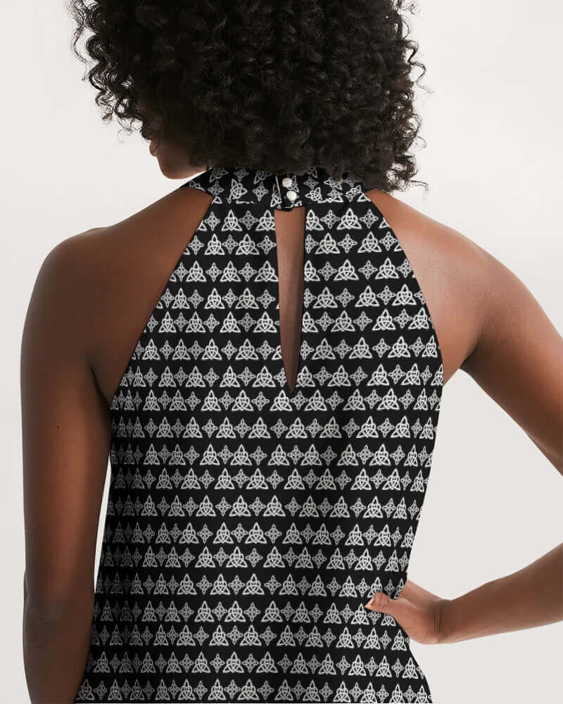 Celtic knots B&W Women's Halter DressDressesA-line dress,black and white,black and white dress,Black and White Halter Dress,celtic,Celtic Apparel,celtic apparrel,celtic clothing,Celtic Cocktail Dress,celtic dress,Celtic Evening Dress,Celtic Event,Celtic H